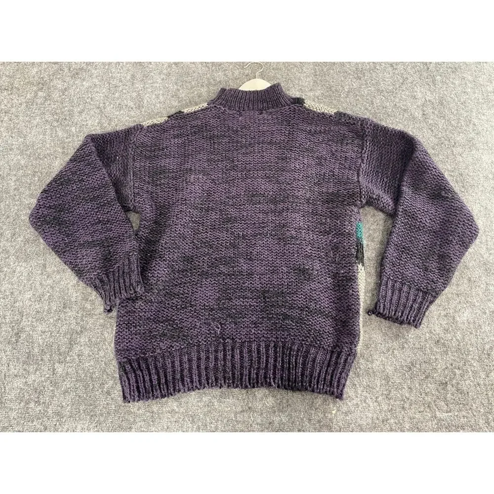 Sears Roebuck Sweater Mens Medium Vintage Hand Knit Pullover Purple N117